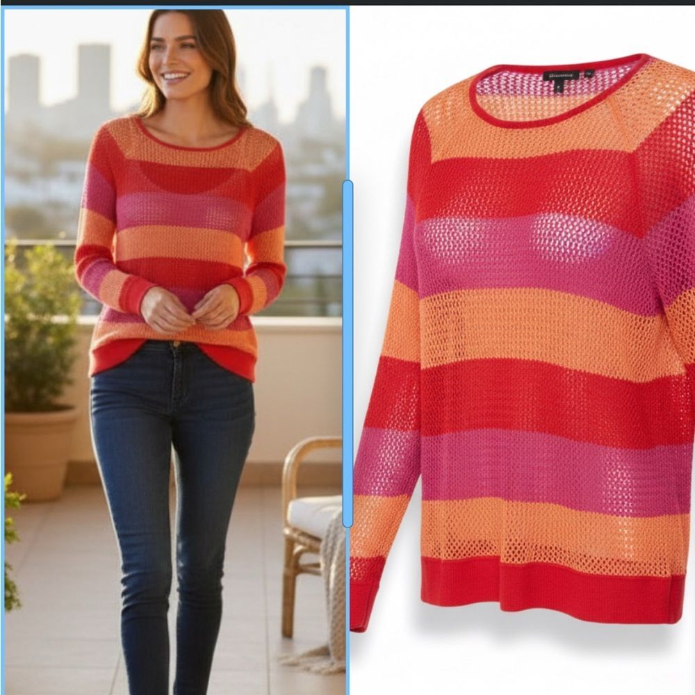 525 America XL woman’s Colorful Striped Knit Sweater